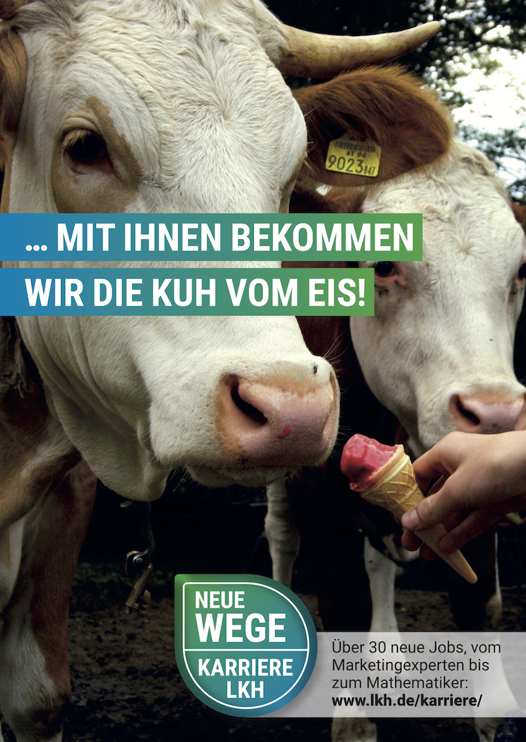 Postkarten-Aktion "... mit Ihnen bekommen wir die Kuh vom Eis"